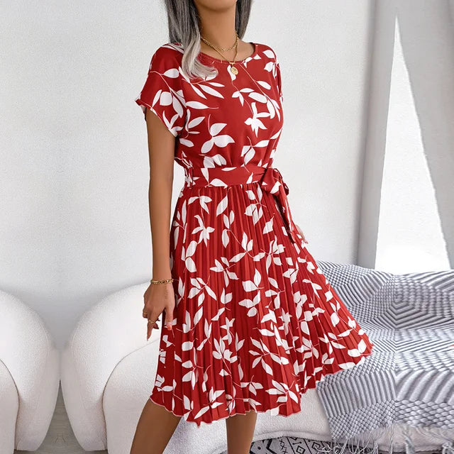 Abito estivo da donna Julia – Abito leggero a fiori con vestibilità ampia e scollo a barchetta