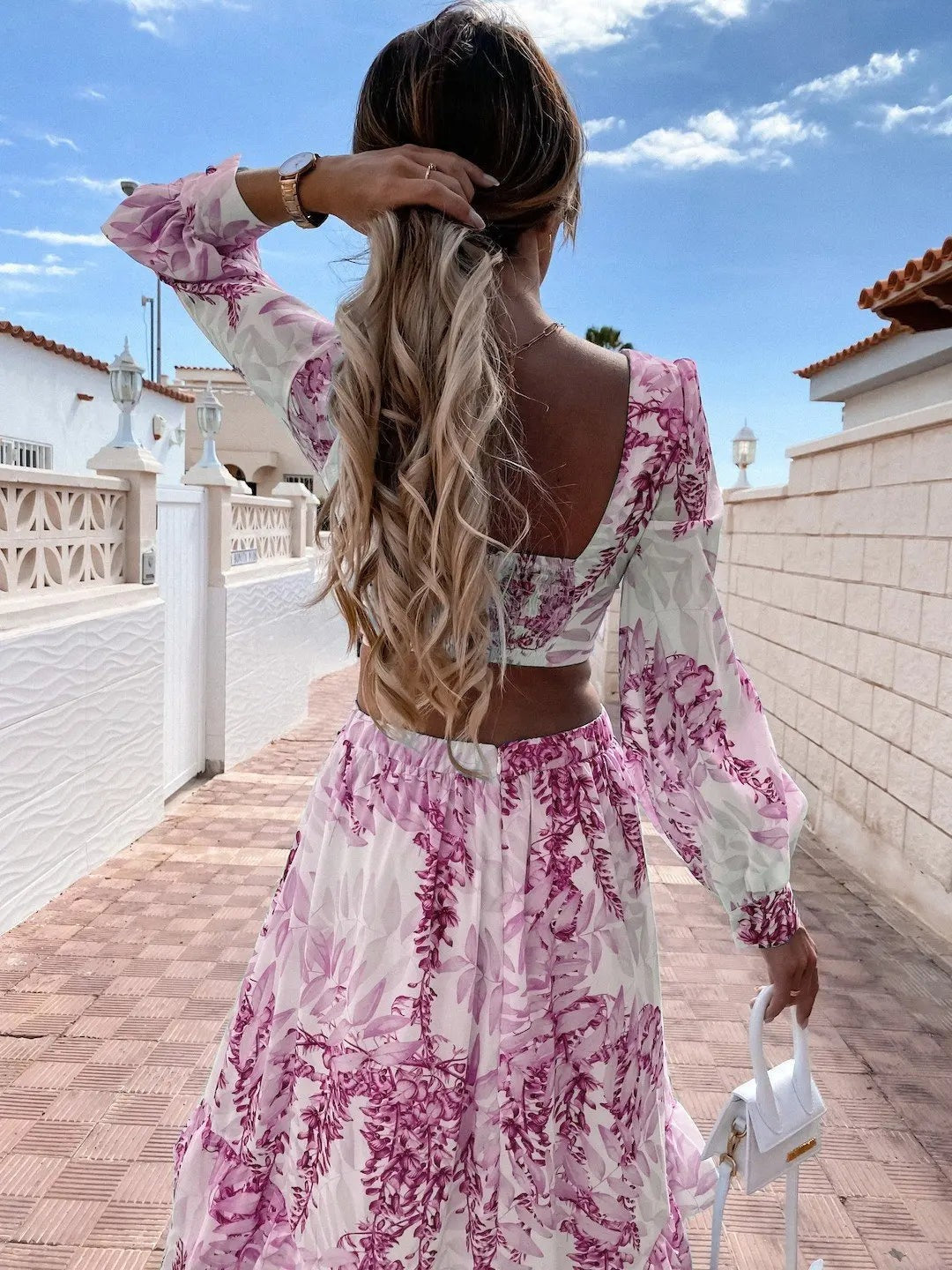 Abito lungo da donna Fioraelle - Elegante abito da sposa a maniche lunghe