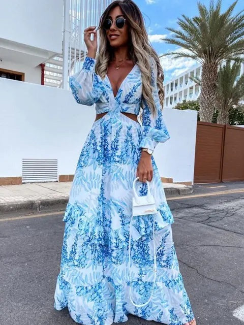Abito lungo da donna Fioraelle - Elegante abito da sposa a maniche lunghe