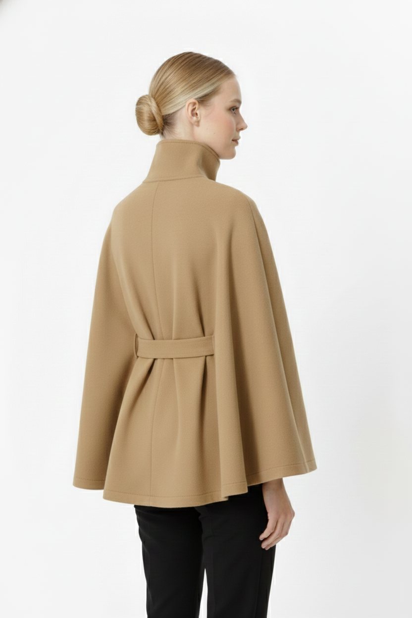 Cappotto in lana da donna Ivanna – Elegante collo alto con cintura rimovibile e vestibilità comoda