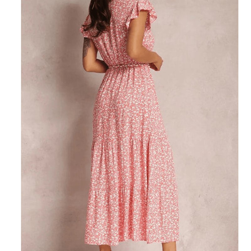 Abito lungo Looksy da donna di Yvanna - Stampa floreale, vita regolabile e vestibilità fluida