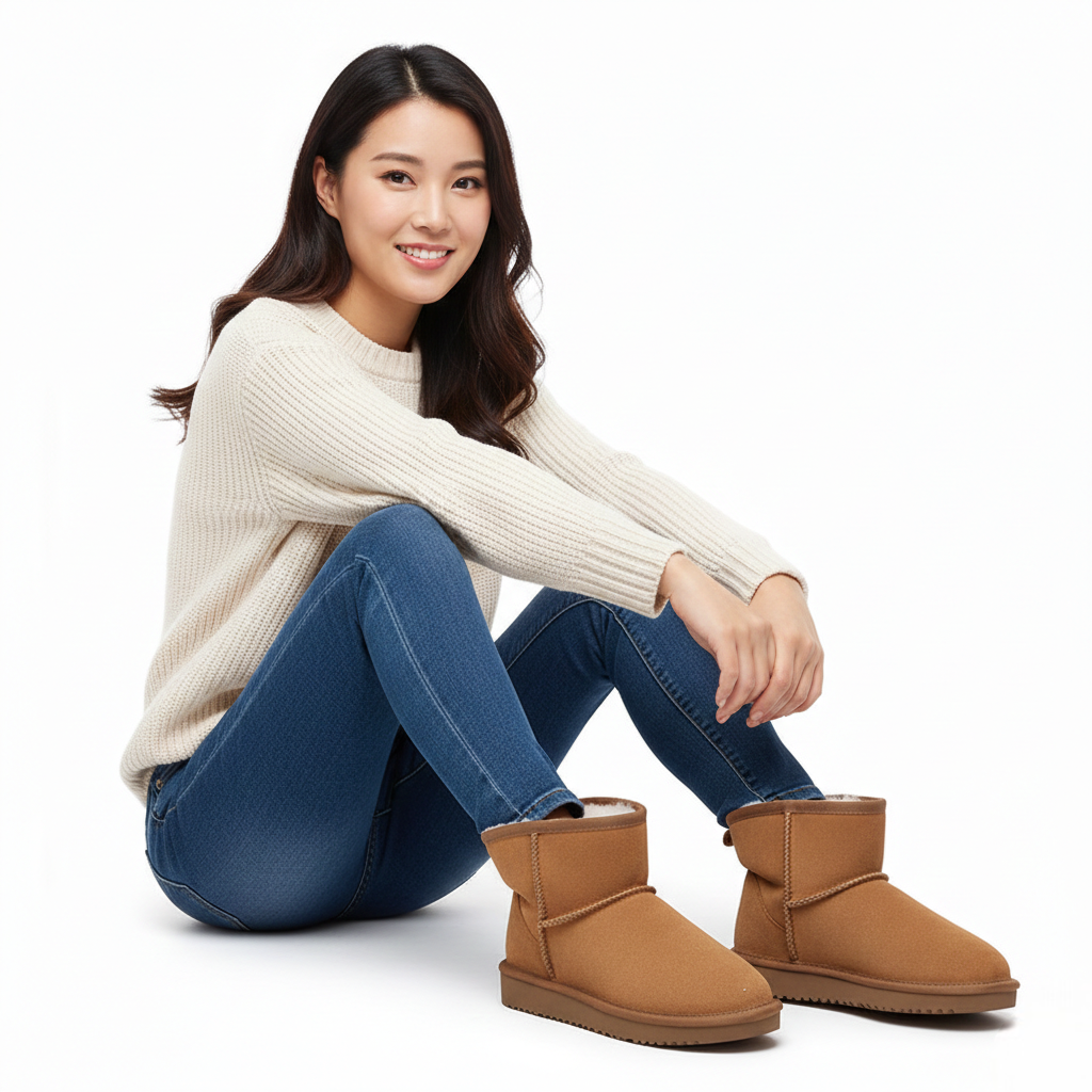 Zafira Ghete pentru femei căptușite cu polar – cizme scurte confortabile cu efect de piele întoarsă