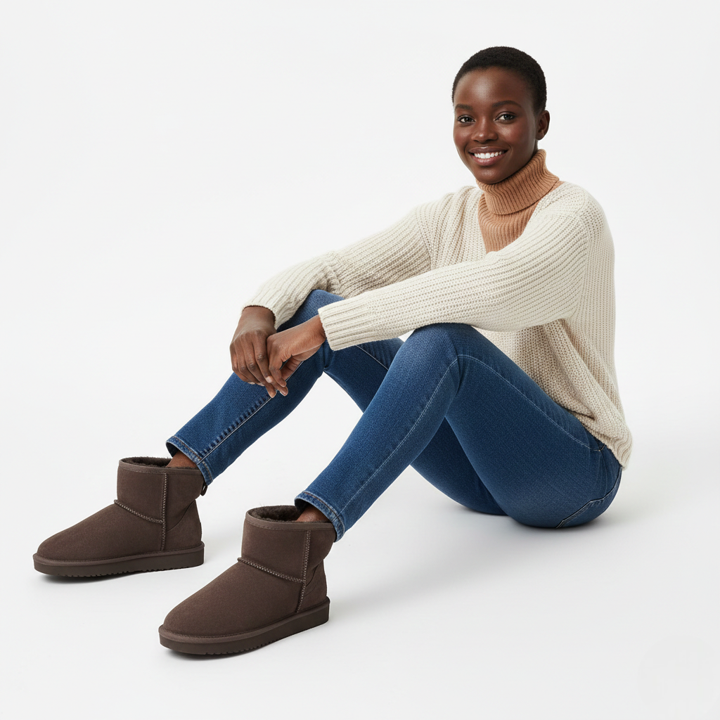 Zafira Ghete pentru femei căptușite cu polar – cizme scurte confortabile cu efect de piele întoarsă