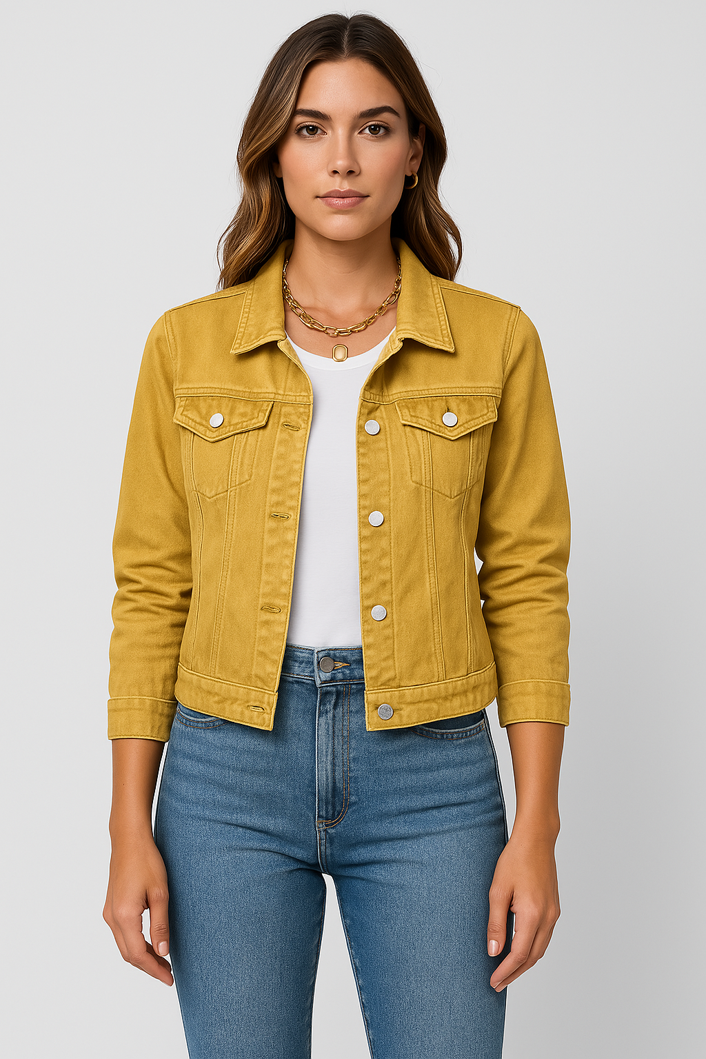 Zaira Femme Veste en Jean – Veste Courte Moderne en Coton Durable avec Col Classique