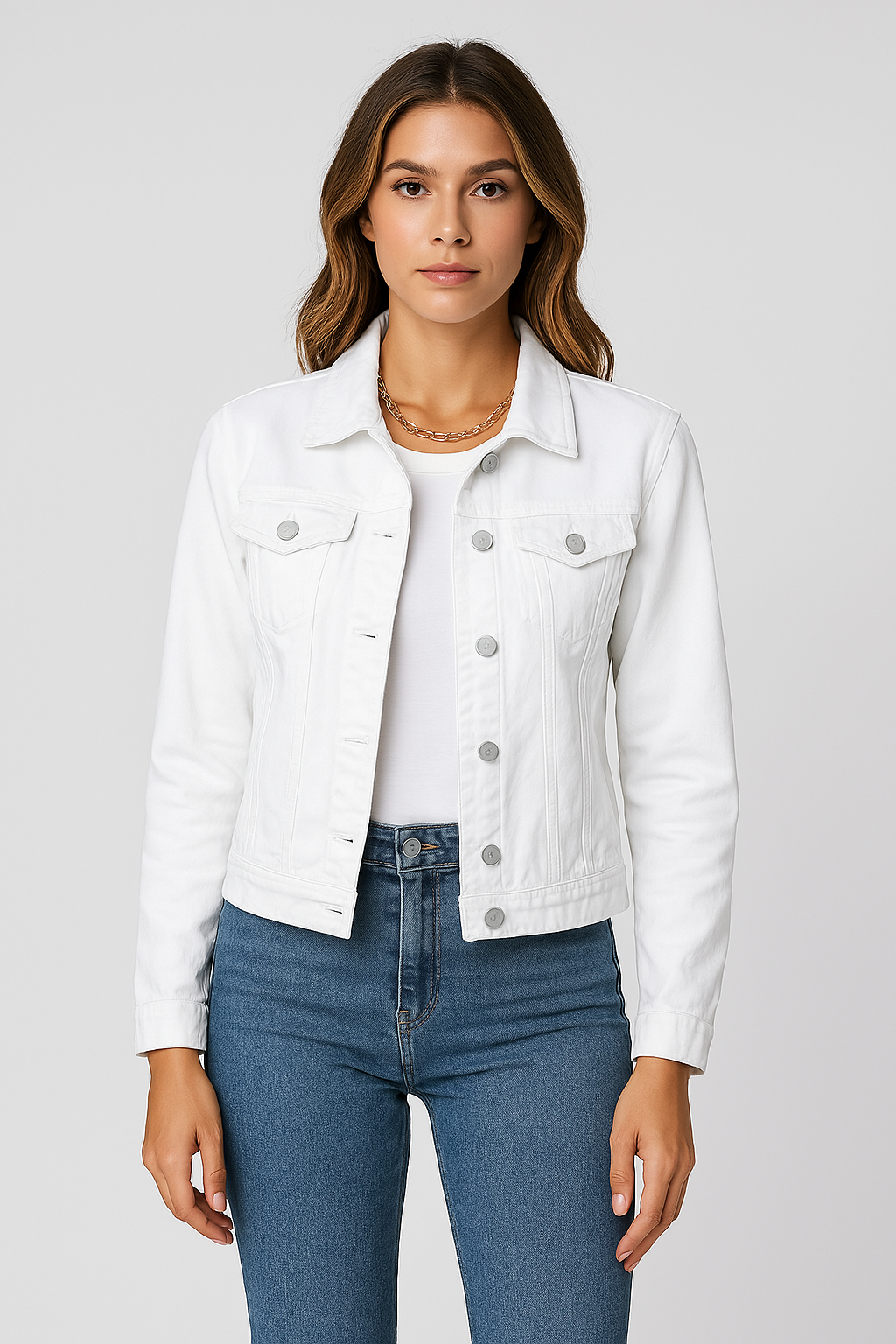 Zaira Femme Veste en Jean – Veste Courte Moderne en Coton Durable avec Col Classique