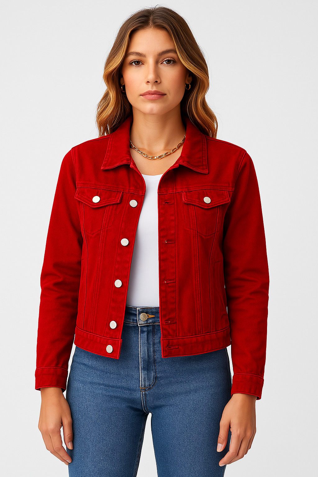 Zaira Femme Veste en Jean – Veste Courte Moderne en Coton Durable avec Col Classique