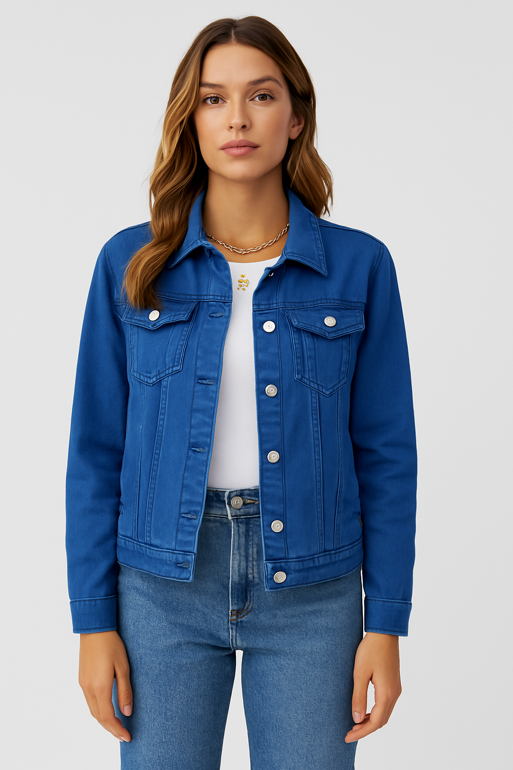 Zaira Femme Veste en Jean – Veste Courte Moderne en Coton Durable avec Col Classique