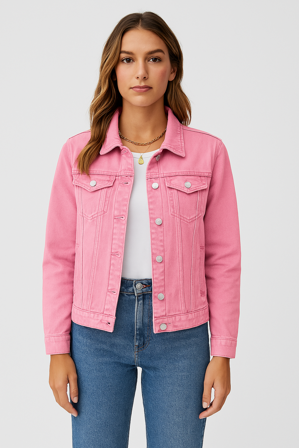 Zaira Femme Veste en Jean – Veste Courte Moderne en Coton Durable avec Col Classique