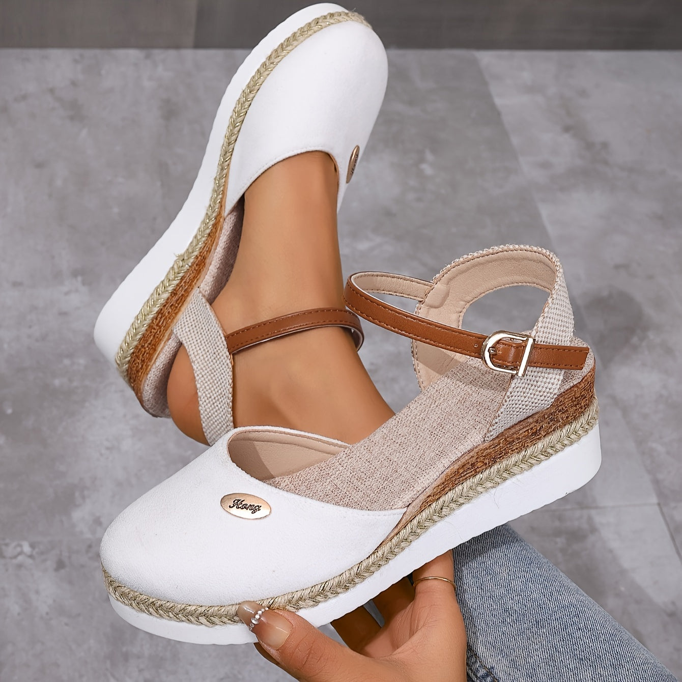 Sandali da donna Zanira - Sandali con zeppa chiusi, eleganti e comodi per l'estate