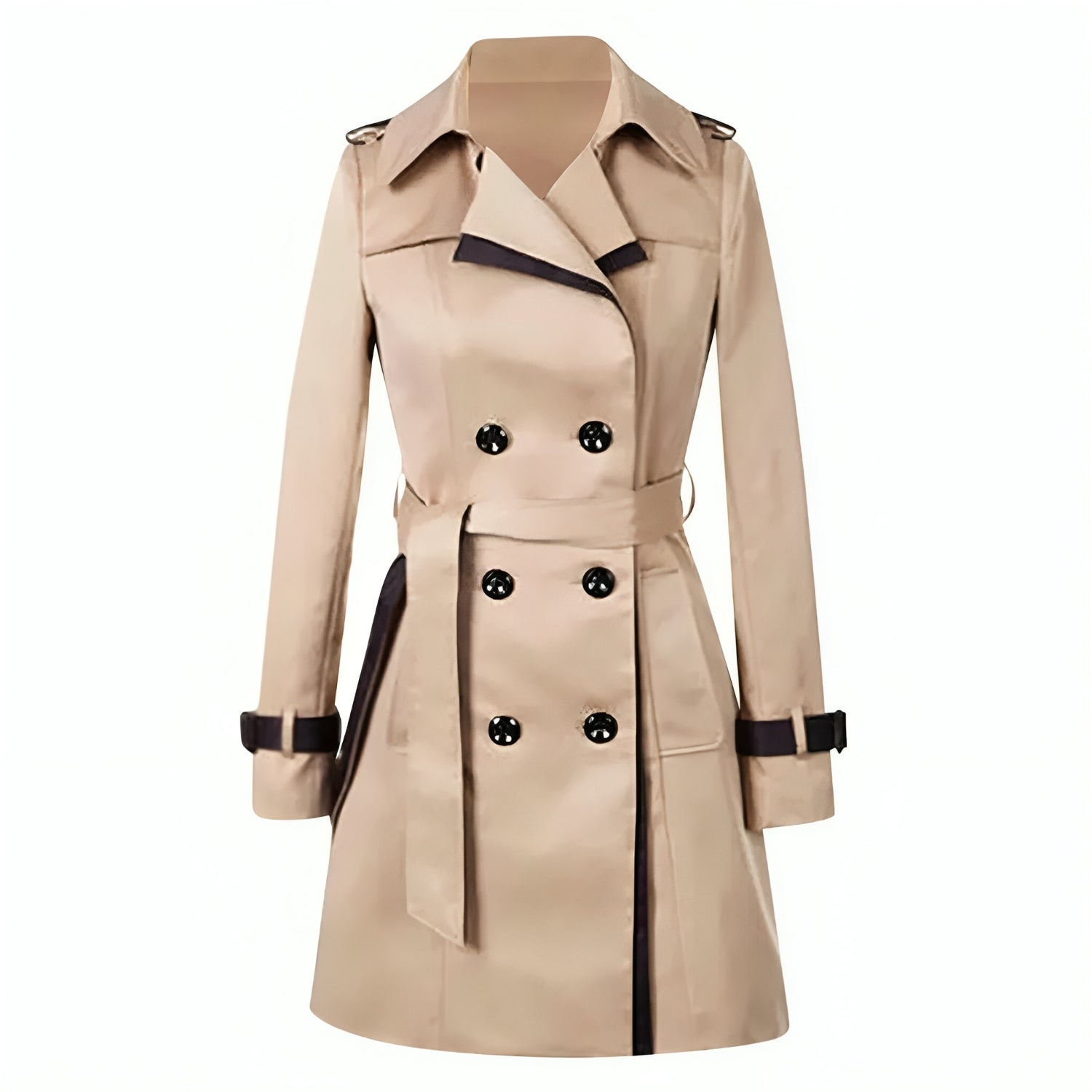 Kaira Trench-Coat Femme – Coupe Longue Élégante avec Ceinture Réglable & Fermeture Boutonnée