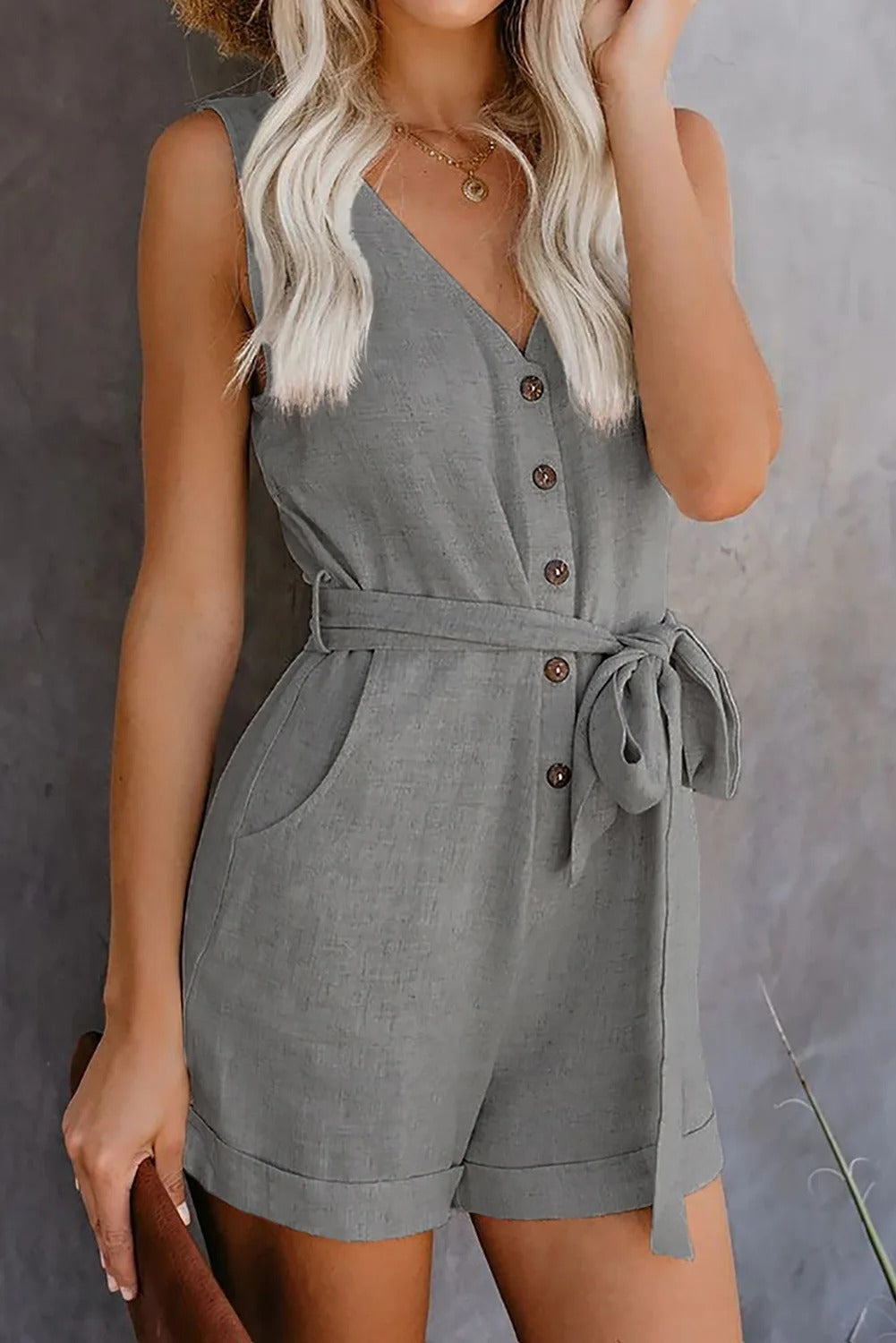 Nina Combishort Femme Chic – Combinaison Courte Élégante avec Poches et Coupe Confortable