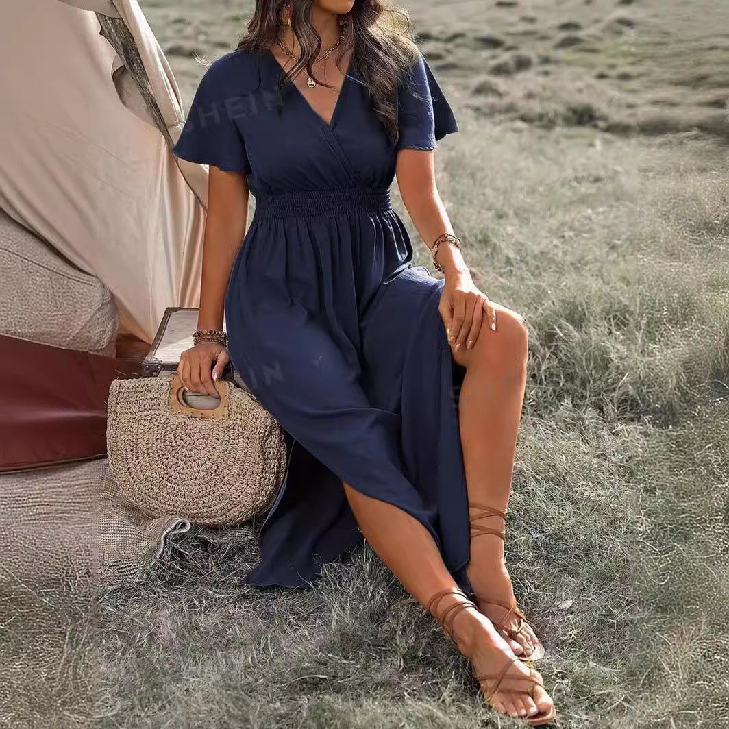 Abito lungo da donna Vanessa – Abito lungo nero con vita arricciata e vestibilità fluida ed elegante