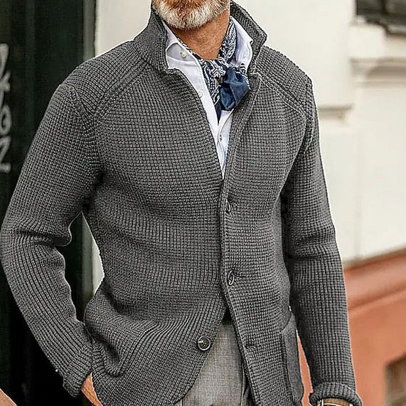 Edward Blazer Homme Vintage – Col Montant Élégant, Manches Longues & Style Intemporel