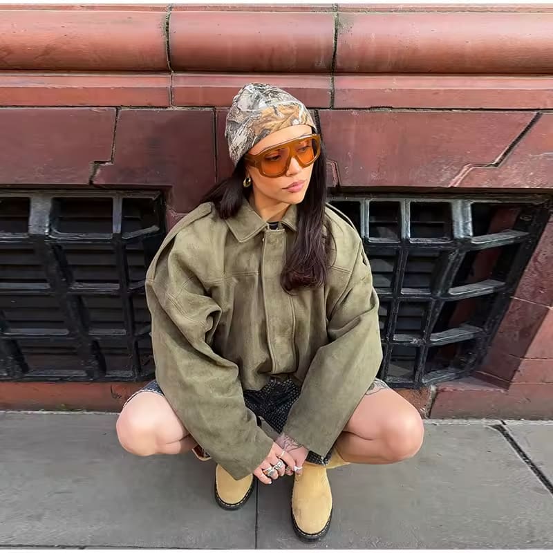 Kaylee Manteau Femme Oversize – Veste Suédée Élégante & Chaude au Style Moderne