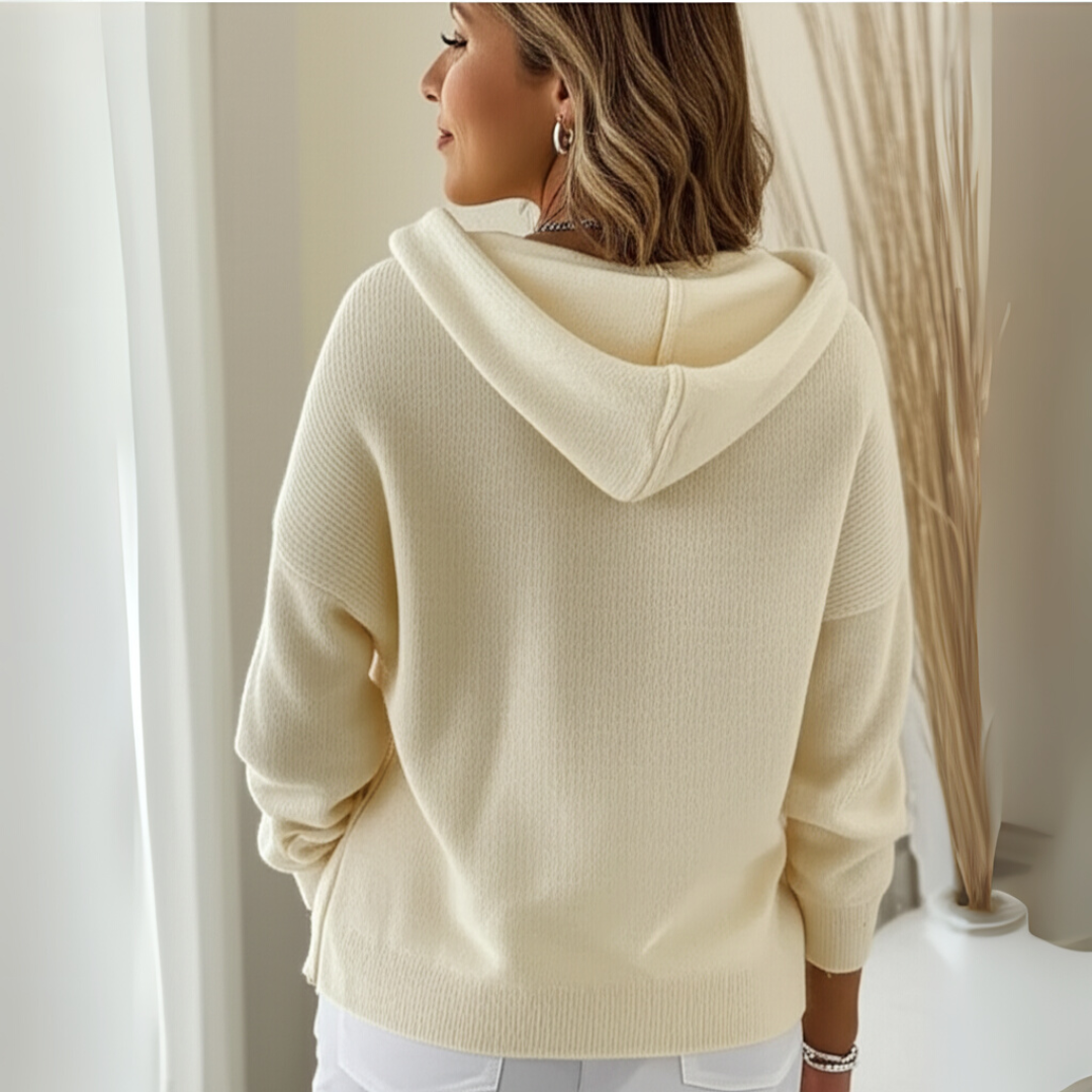Rosie Gilet à Capuche en Tricot pour Femme – Coupe Droite Chaleureuse à l’Aspect Cachemire