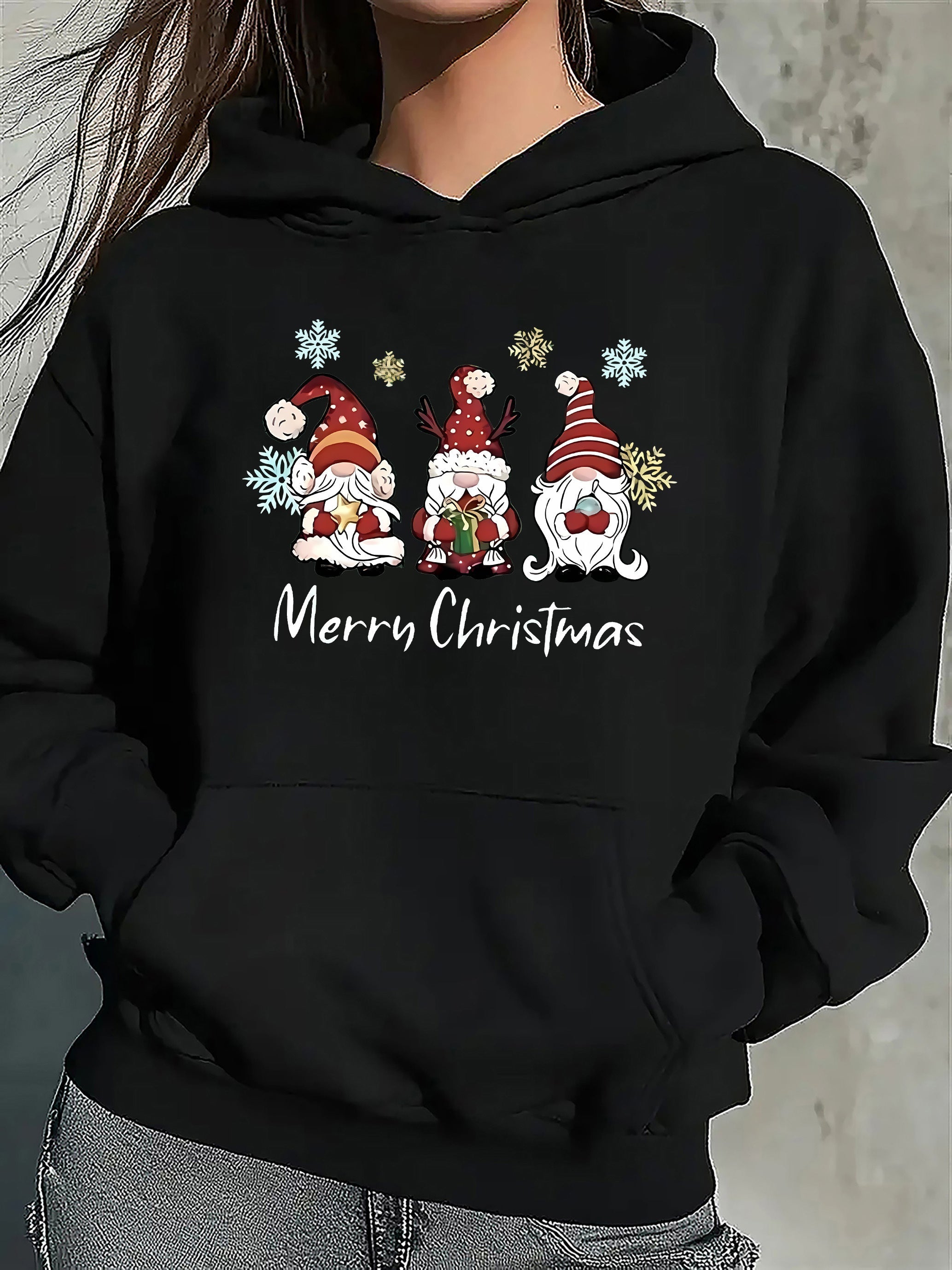 Natalie Pull de Noël Femme – Mélange Coton Doux avec Motif Festif de Lutin & Flocons de Neige