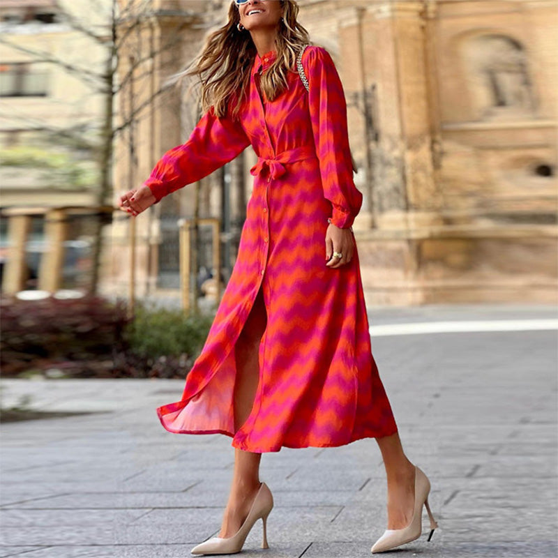 Jasmin Robe Femme – Robe Élégante avec Imprimé Symétrique & Coupe Confortable pour Toutes les Saisons