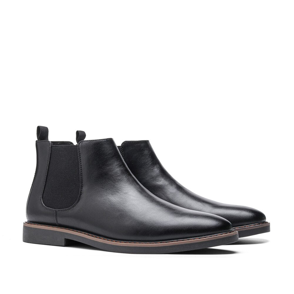 Lucio Bottes Élégantes en Cuir pour Homme – Bottes Mi-Hautes d’Automne à Bout Pointu