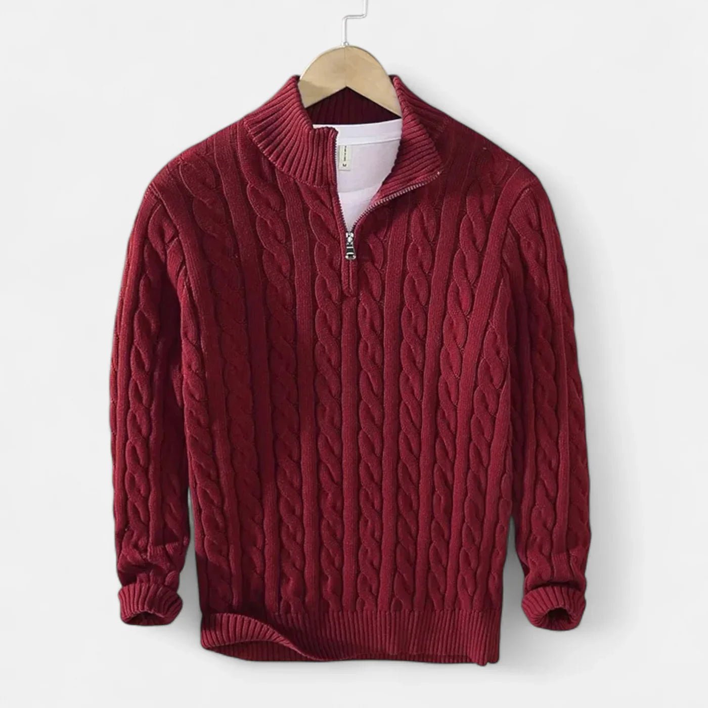 Cove Πουλόβερ Ζιπ με Ριμπ Πλεκτό για Άντρες – Πάχος Ριμπ Πλεκτό & Κομψή Φαρδιά Γραμμή