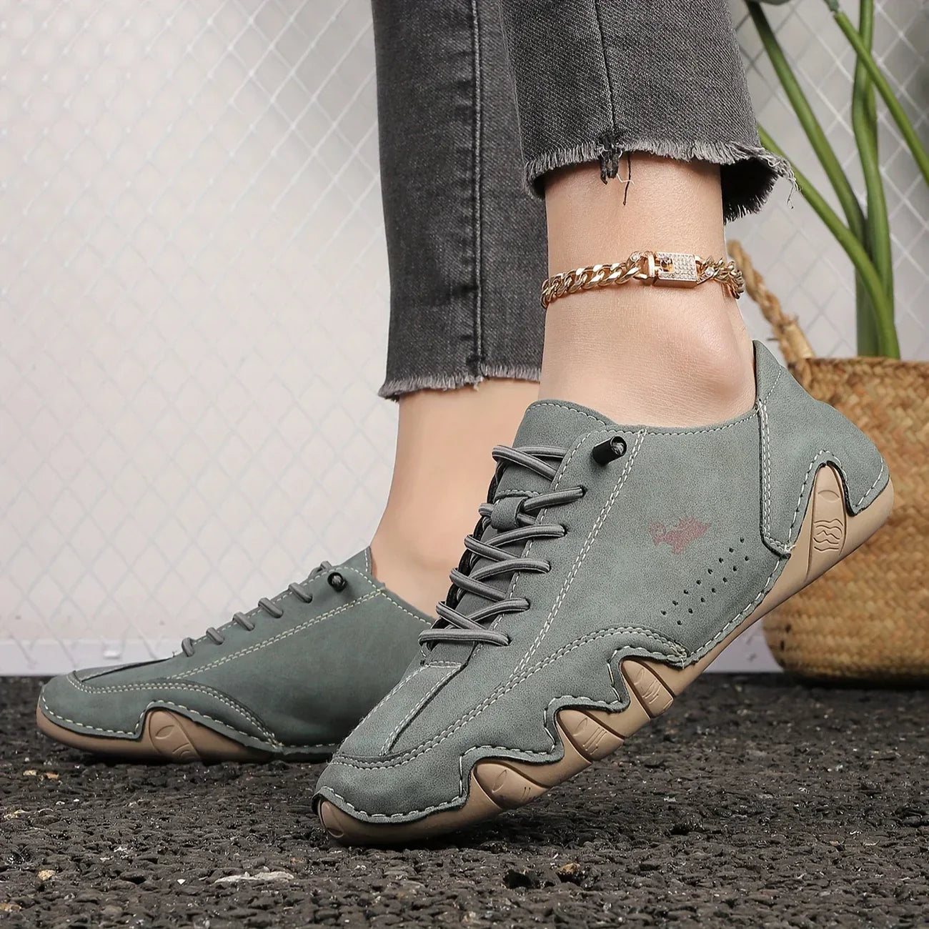 Rome Chaussures Décontractées à Lacets pour Homme – Design bas avec semelle texturée et surpiqûres contrastées