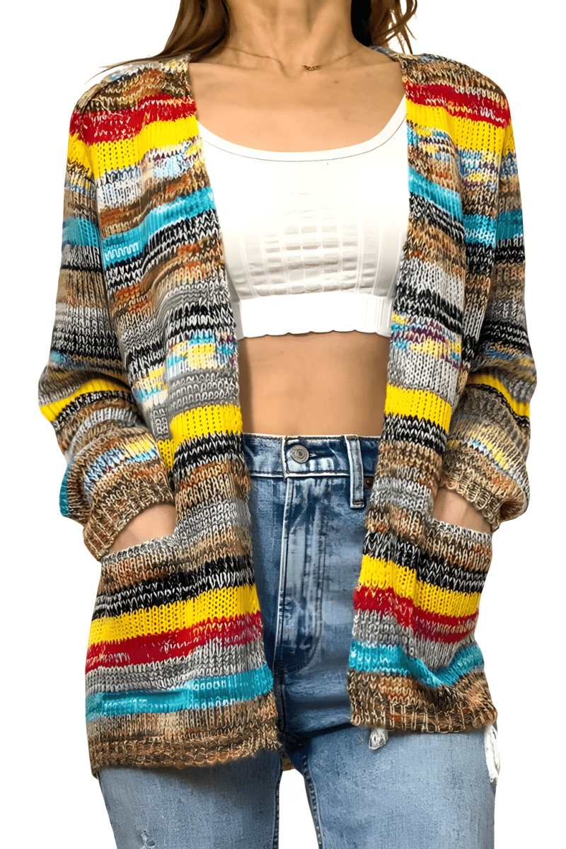 Catherine Veste Femme à Rayures Colorées – Légère, Stylée et Décontractée à Manches Longues