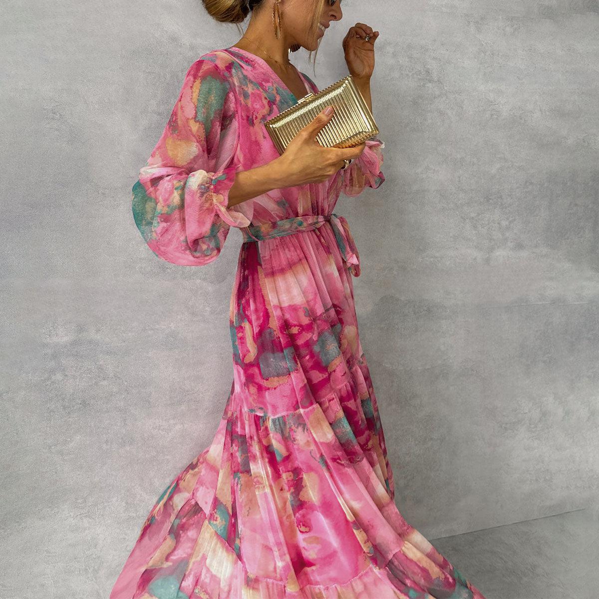 Abito estivo da donna Mary - Abito lungo leggero a maniche lunghe, elegante e moderno