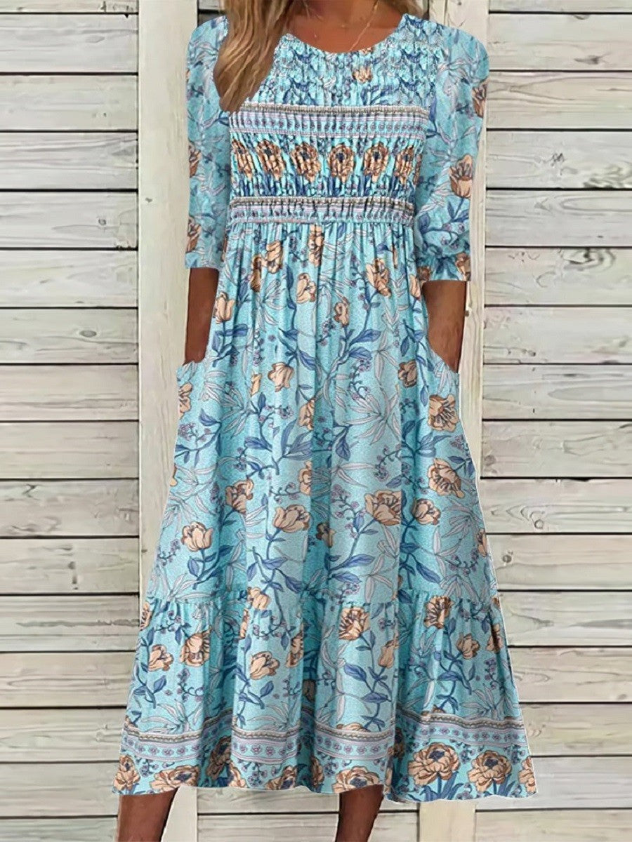 Abito midi da donna Freya – Stampa floreale grafica e vestibilità comoda ed elegante
