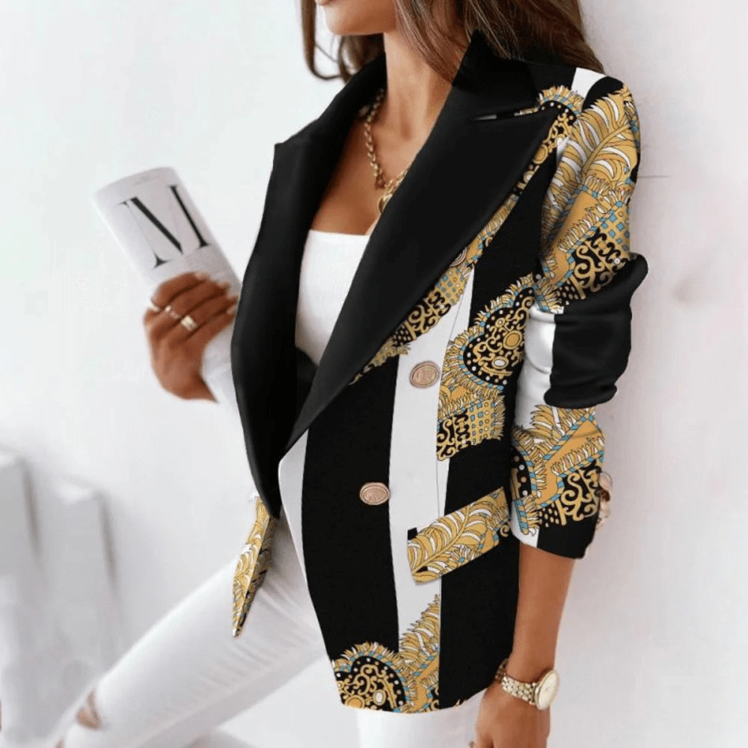 Marie Blazer Femme – Veste à col revers cintrée en tissu premium élégant