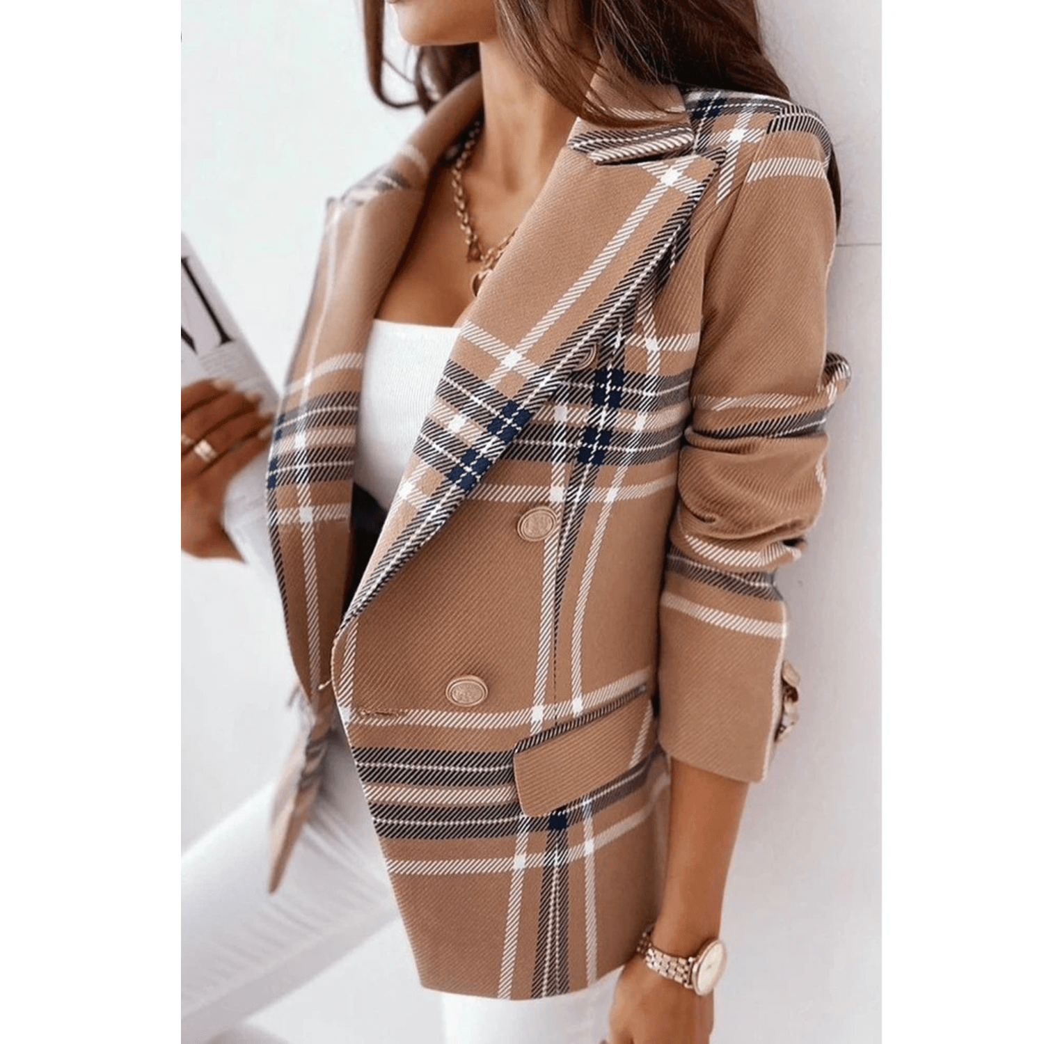 Marie Blazer Femme – Veste à col revers cintrée en tissu premium élégant