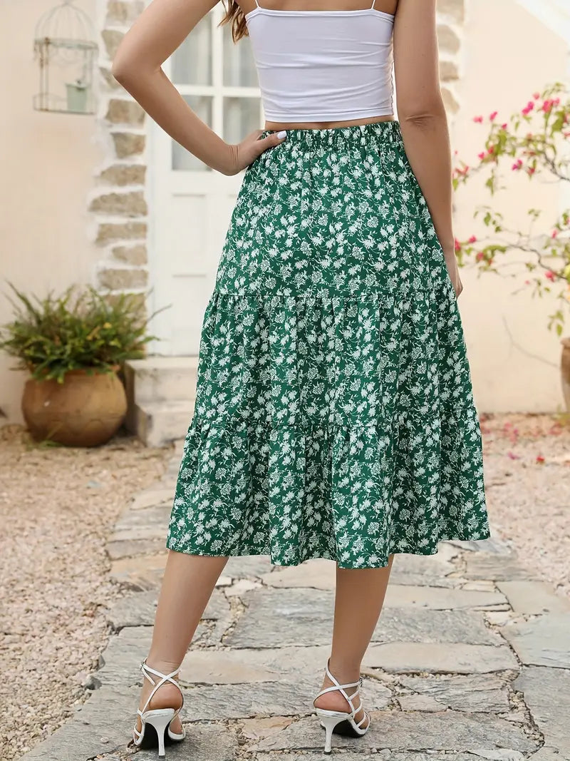 Gonna floreale da donna Zia - A-line con tasche, leggera per primavera ed estate