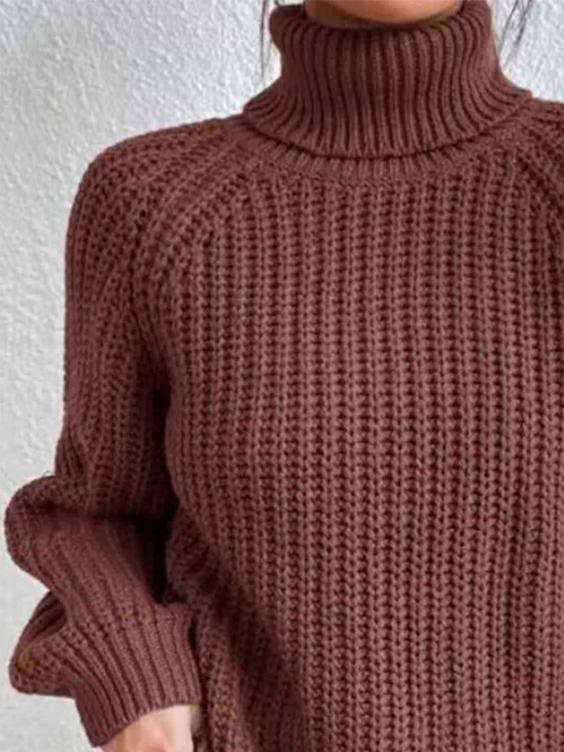 Angela Pull Femme – Pull à Col Roulé Côtelé avec Fente Latérale Chic pour Automne/Hiver Élégant