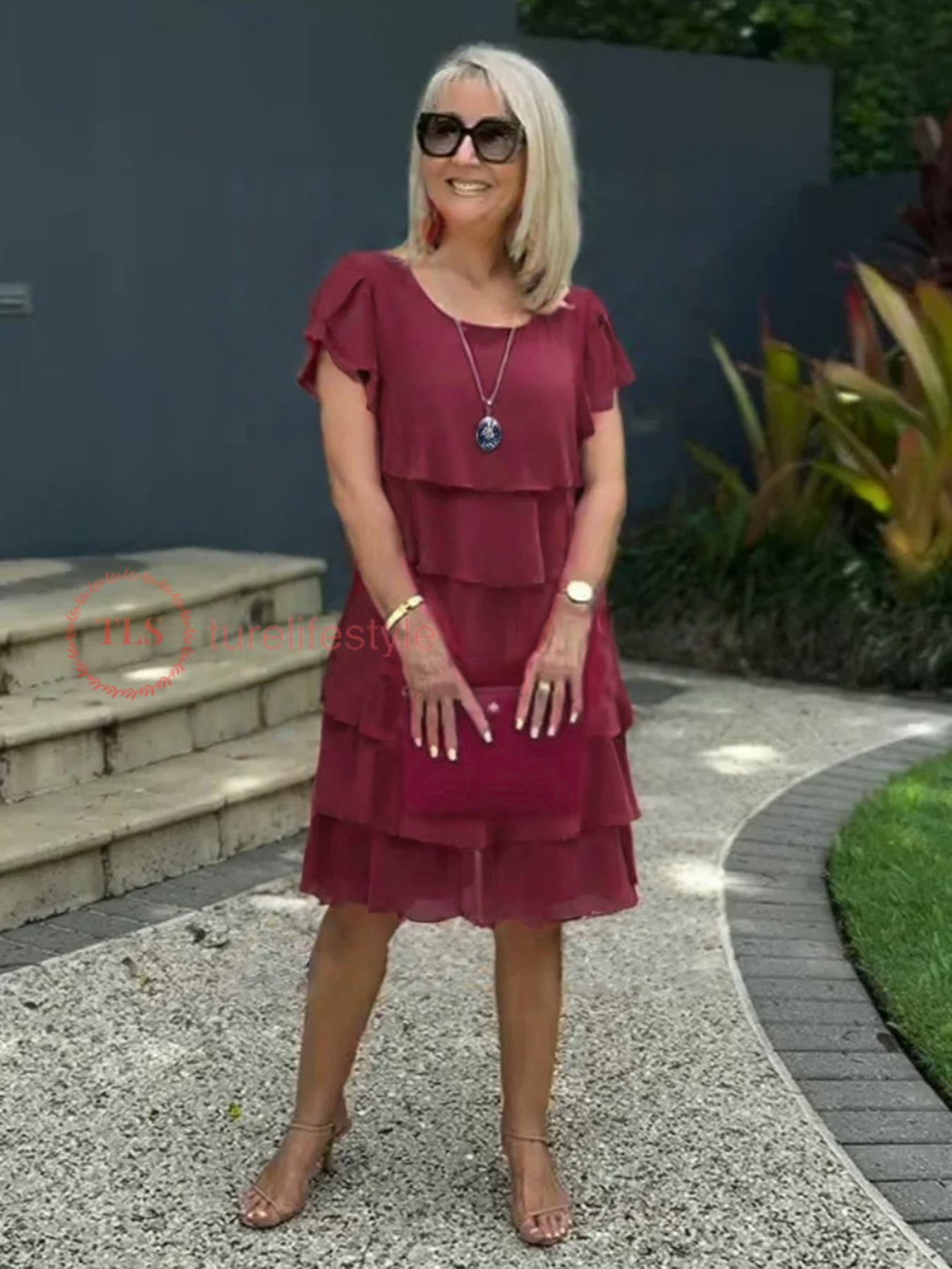 Giselle Robe Midi Femme – Robe Chiffon Fluide à Ourlet Asymétrique, Superposée & Élégante