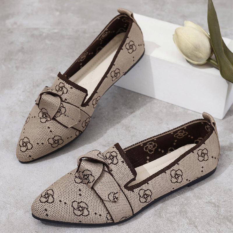 Ballerine da donna Victoria - Scarpe a punta in rete con fiocco decorativo e tacco piatto