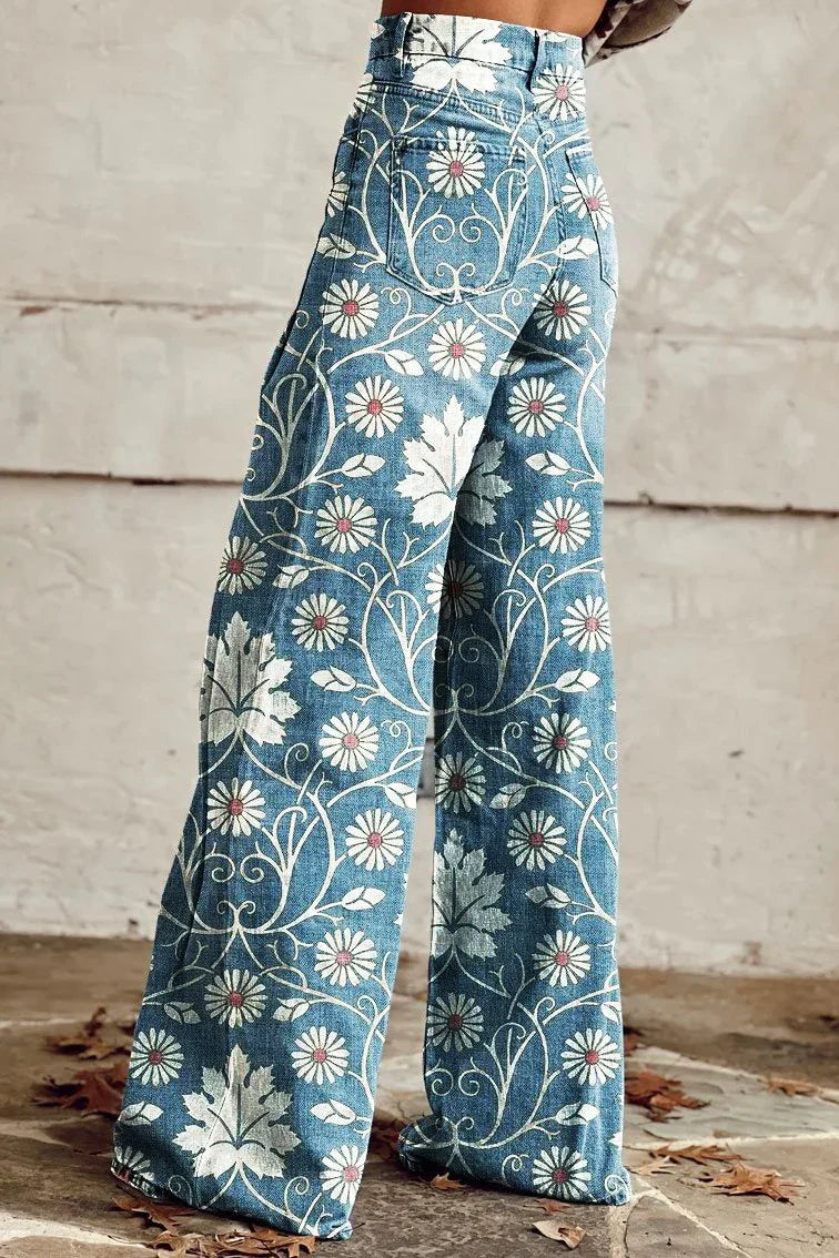 Pantaloni da donna Alina in stile boho vintage - Pantaloni larghi e ariosi con stampe bohémien alla moda