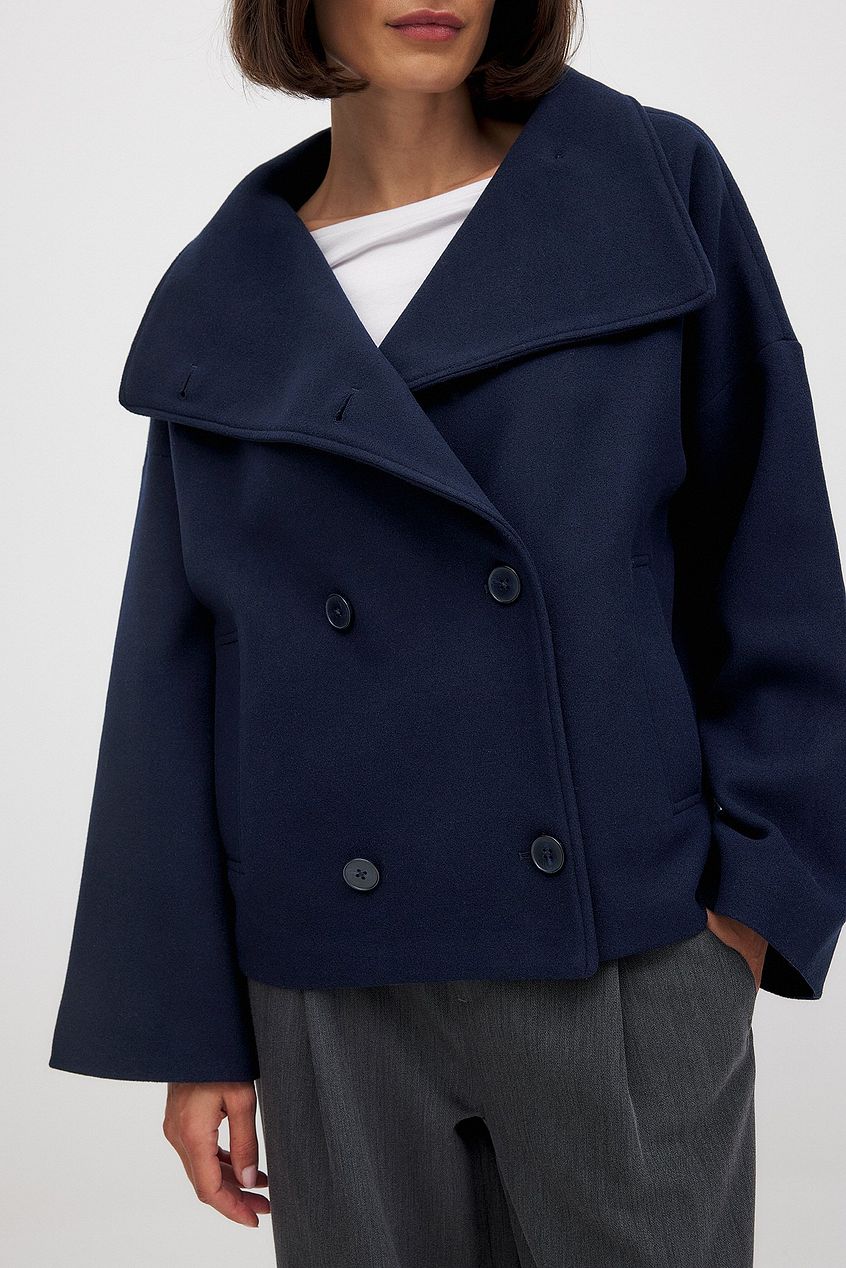 Zhane Manteau Femme en Laine Mélangée – Veste Oversize Croisée Chaude avec Coupe Structurée Élégante