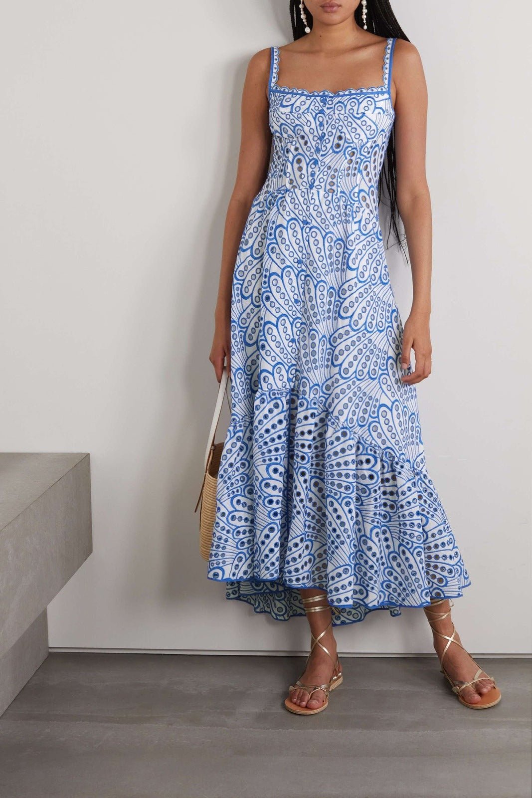 Abito lungo da donna Brylene - Ricamo in cotone, look bohémien estivo e comfort arioso