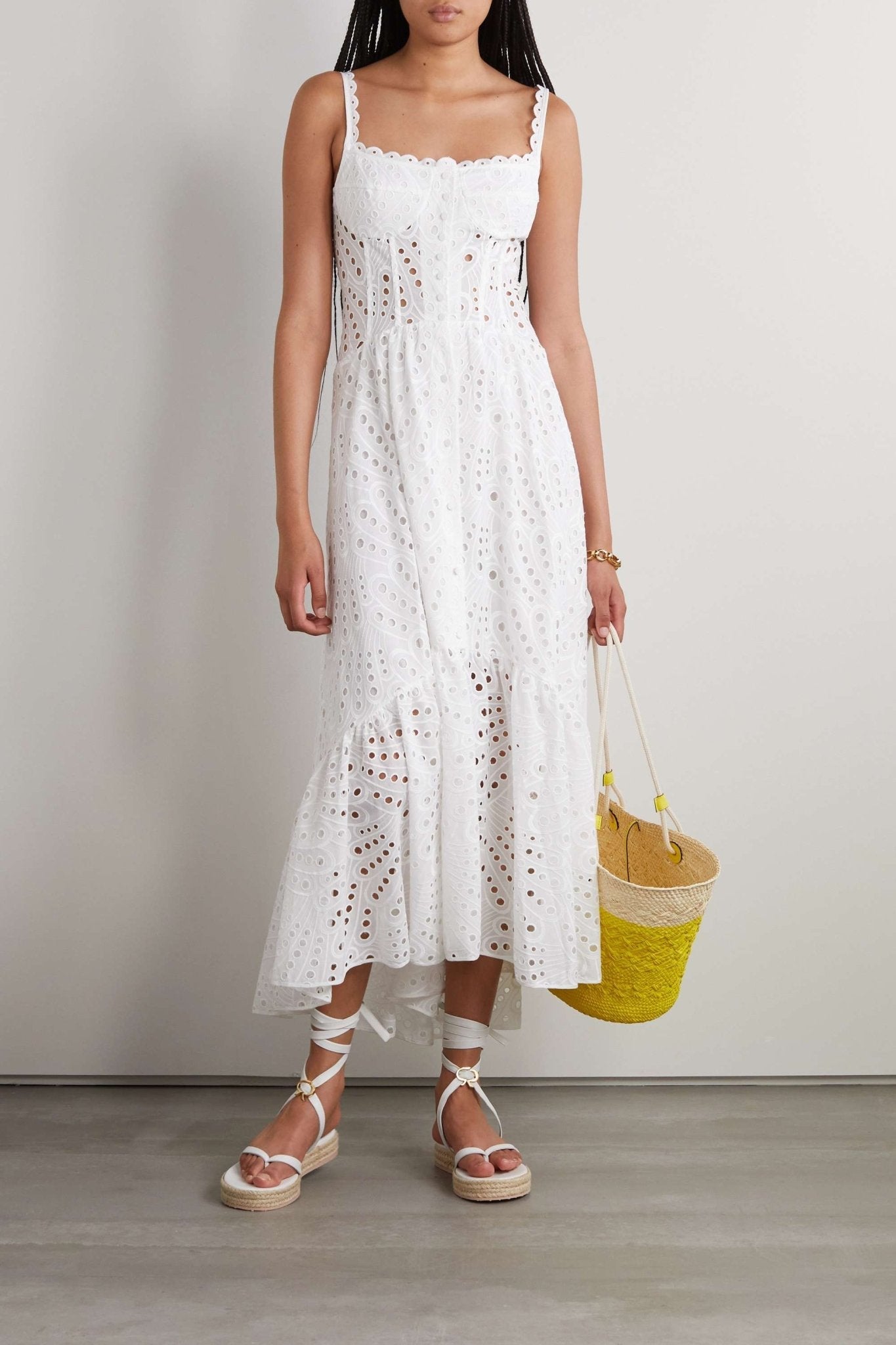 Abito lungo da donna Brylene - Ricamo in cotone, look bohémien estivo e comfort arioso