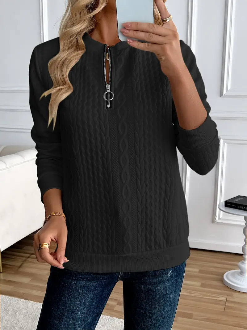 Margaux Sweat Femme Hiver – Pull Zippé Confortable en Maille avec Design Élégant