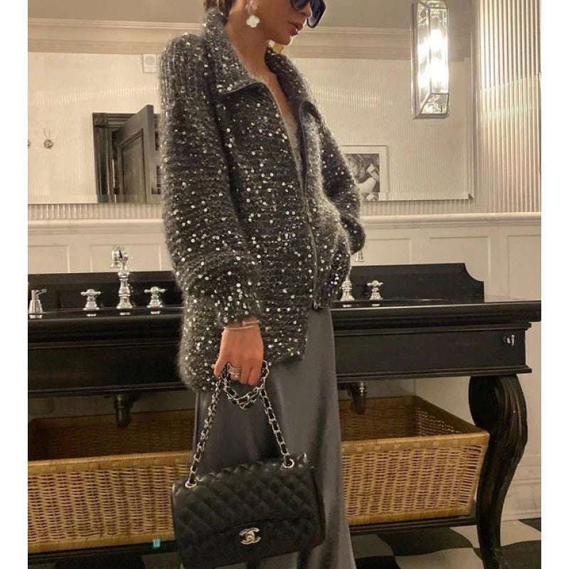 Cardigan Sol da donna – Elegante, comodo e sofisticato cardigan con paillettes
