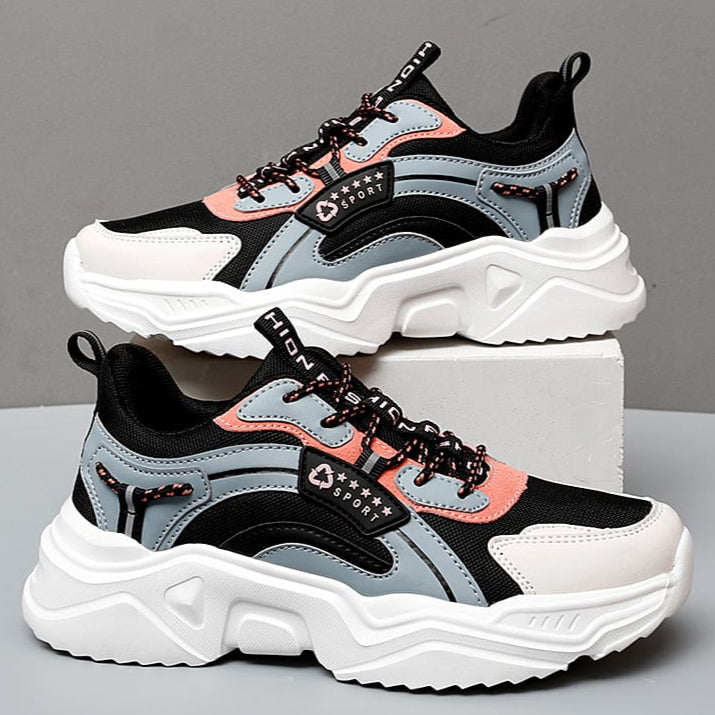 Sneakers da donna Allison - Sneakers in mesh traspirante con suola spessa e dettagli in pelle