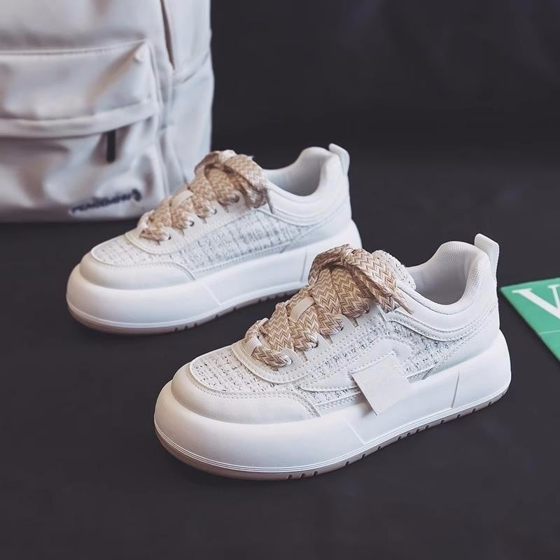 Sneakers da donna Anna - Sneakers basse in tela con suola spessa e vestibilità comoda