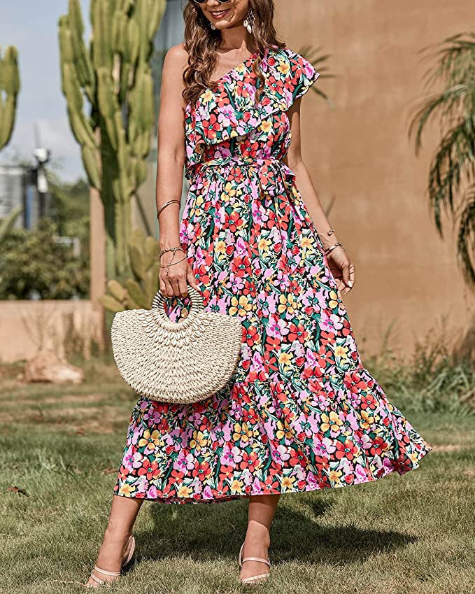 Abito bohémien da donna Ella - Abito estivo senza maniche con cinturino asimmetrico e vita alta