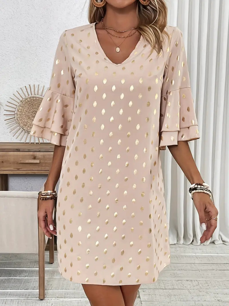 Abito invernale da donna Kaylie - Comodo abito svasato con maniche lunghe e scollo a V