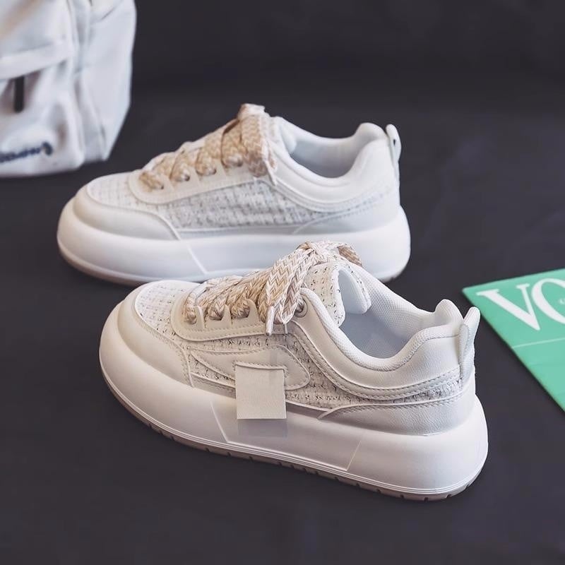 Sneakers da donna Anna - Sneakers basse in tela con suola spessa e vestibilità comoda