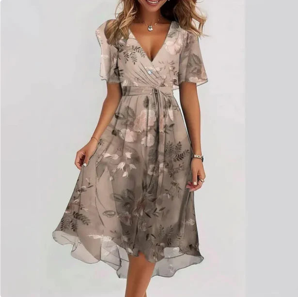 Annegret Robe Femme à Col en V – Élégante et Polyvalente pour les Occasions Chic