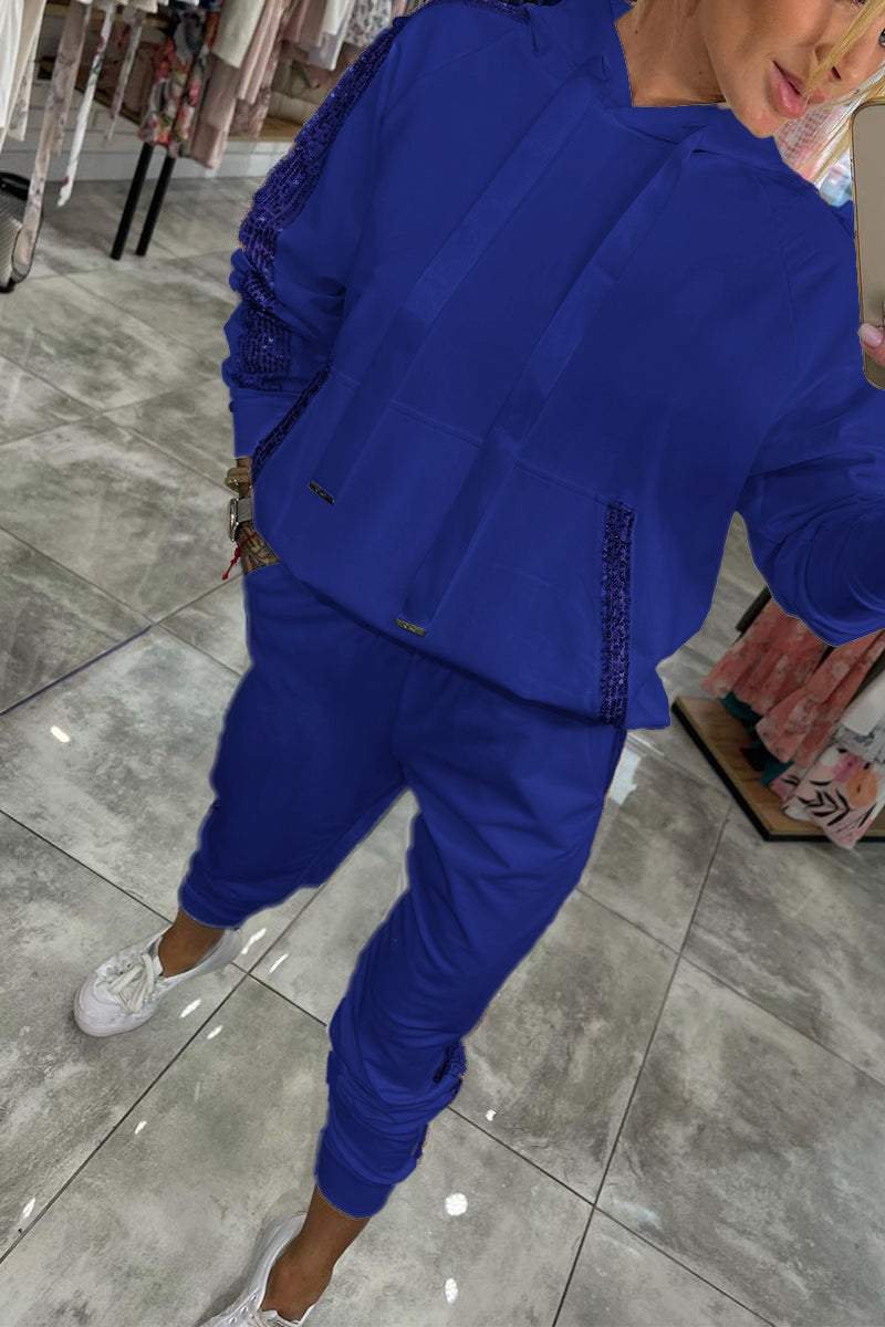 Jasmine Ensemble Loungewear Automnal pour Femme – Sweat à Capuche Douillet à Paillettes & Pantalon Souple pour Confort Quotidien