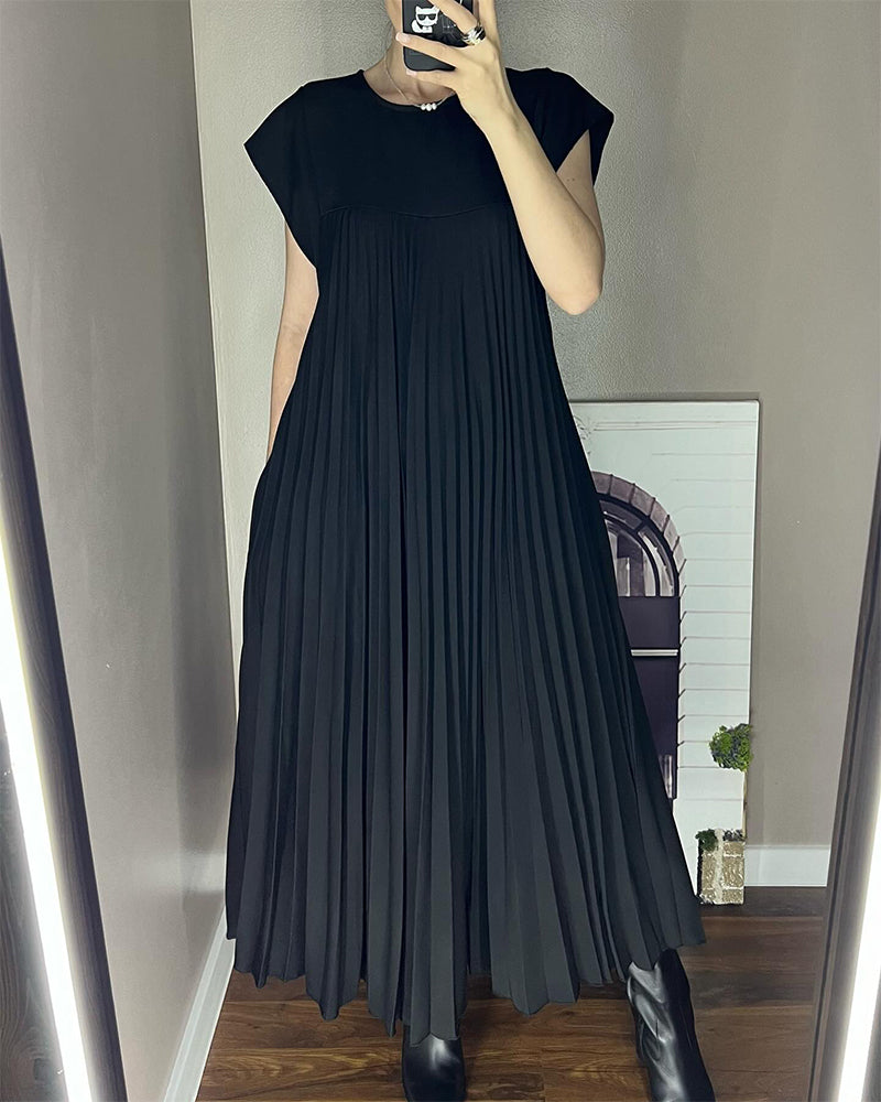 Mariana Robe Midi Femme – Robe Plissée Élégante Sans Manches pour Quotidien & Occasions Spéciales