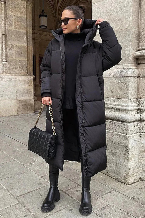 Rina Doudoune Longue Femme – Manteau Hiver Chaud avec Capuche & Coupe Légère Slim
