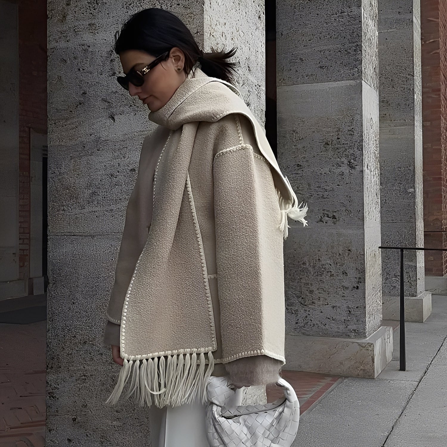 Cappotto da donna Genevieve – Cappotto in morbida lana con sciarpa ed elegante vestibilità ampia