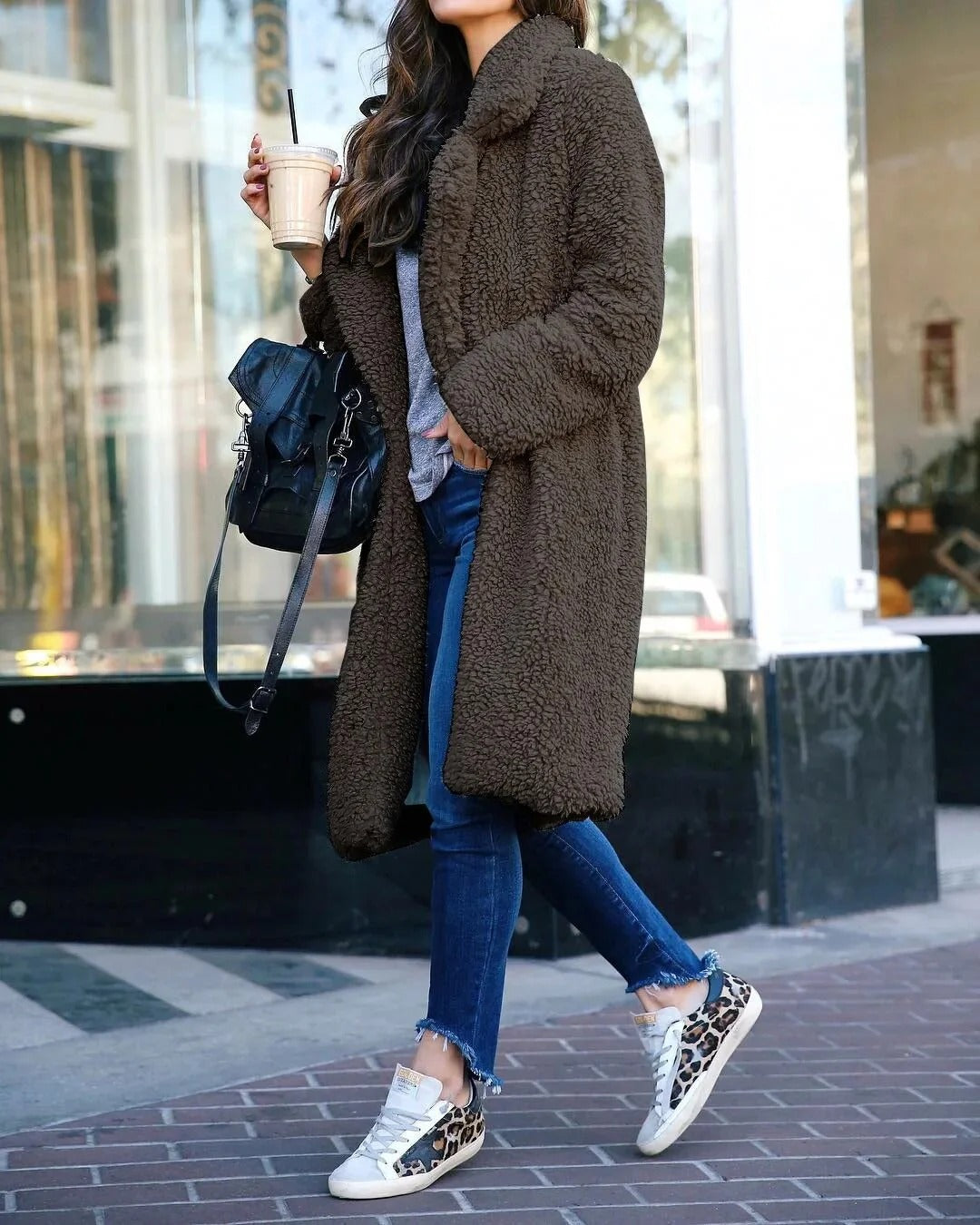 Nevaeh Manteau Teddy pour Femme – Veste d’Hiver Oversize et Douce avec Texture Peluche Confortable